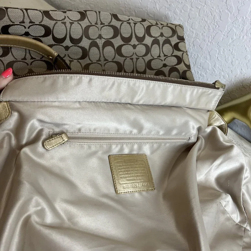 Coach (2010) Penelope Signature Jacquard Women’s Shoulder Bag Gold/Tan F14694 - Picture 14 of 16